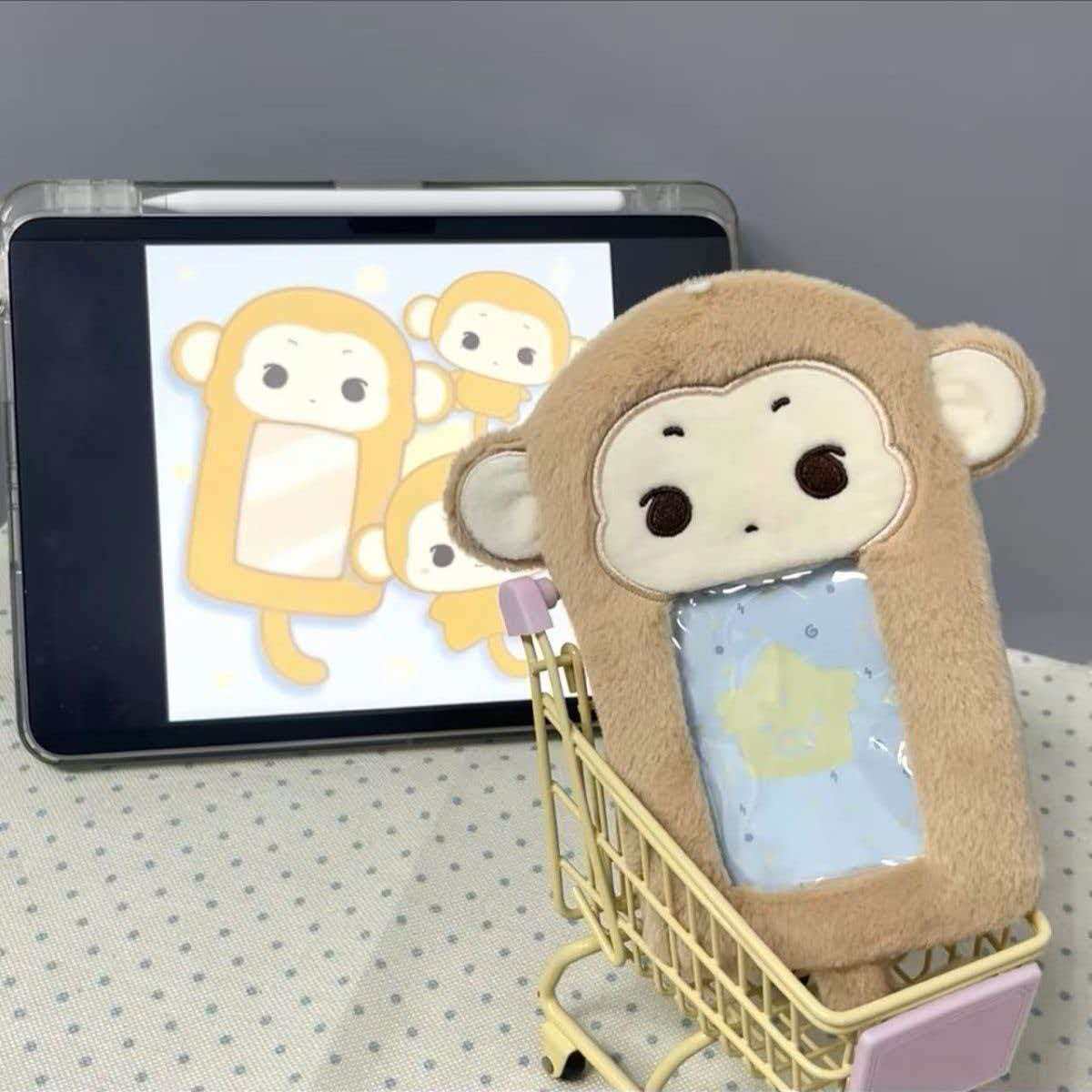 Anime Fan Merchandise - 1 Stück Cartoon-Kleiner-Affe-Plüsch-Kartenhalter, niedliches Accessoire für